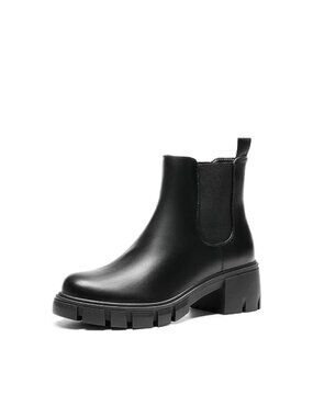 Chelsea Ankle Boots Chunky Block Heel Pull On Booties